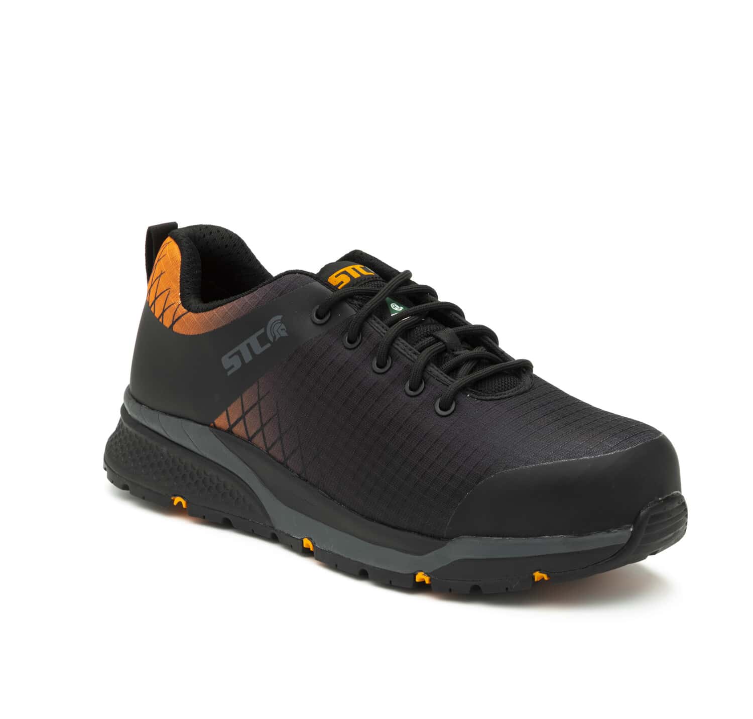 Trainer, Black & Orange  Athletic Metal Free Lightweight Work Shoes – STC  Footwear